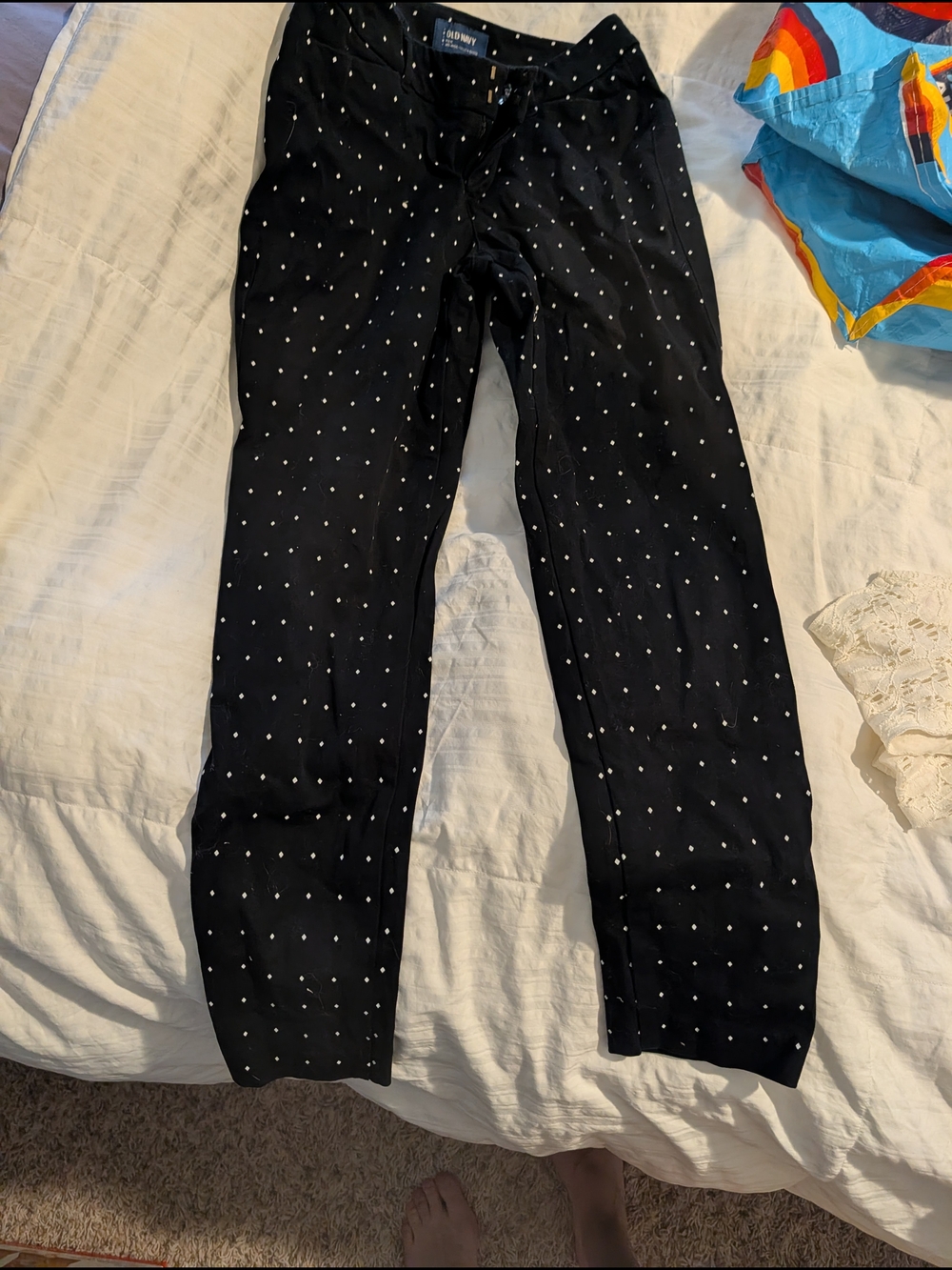 Old Navy Black Pants with White Dot Detail